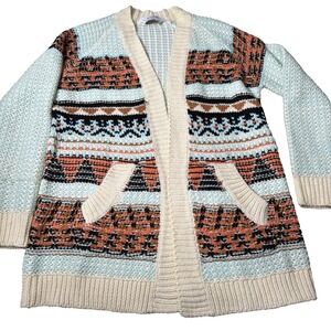 6X~ Womens Trucloth Multi Color Cardigan Knit Sweater  Sz Small Aztec pattern